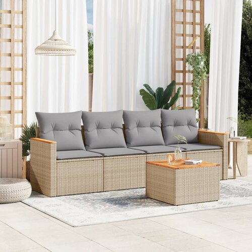  5-dijelni vrtni set sofa s jastucima bež od poliratana Cijene