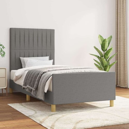  Posteljni okvir z vzglavjem temno siv 90x190 cm blago, (20795027) Slike