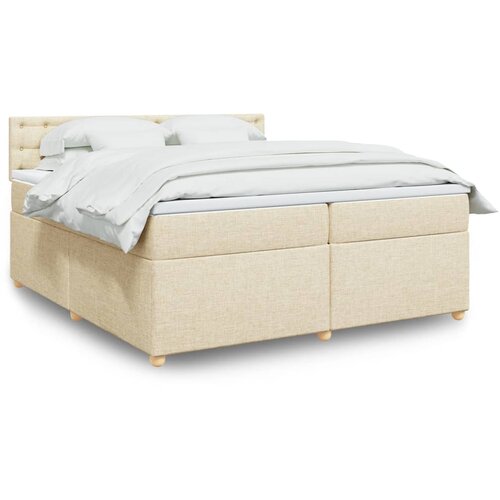  Krevet s oprugama i madracem krem 200 x 200 cm od tkanine Cijene