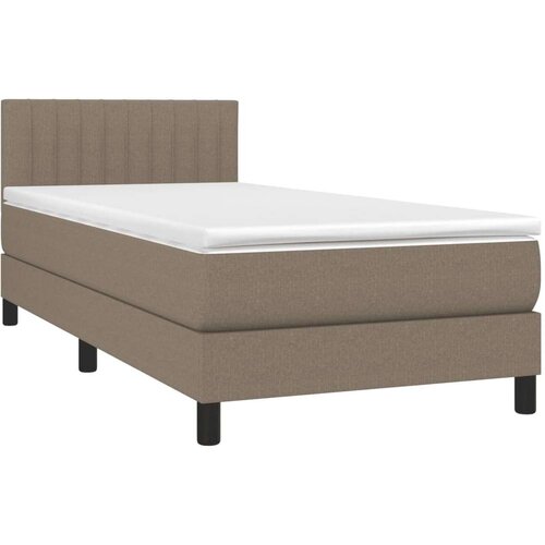  Krevet box spring s madracem LED smeđesivi 90x200 cm tkanina Slike