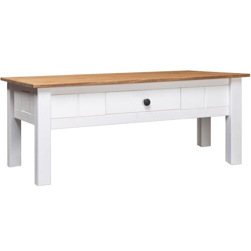 VidaXL Klubska mizica bela 100x60x45 cm trdna borovina Panama Range Slike