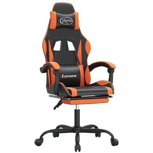  Gaming stol z oporo za noge črno in oranžno umetno usnje Slike