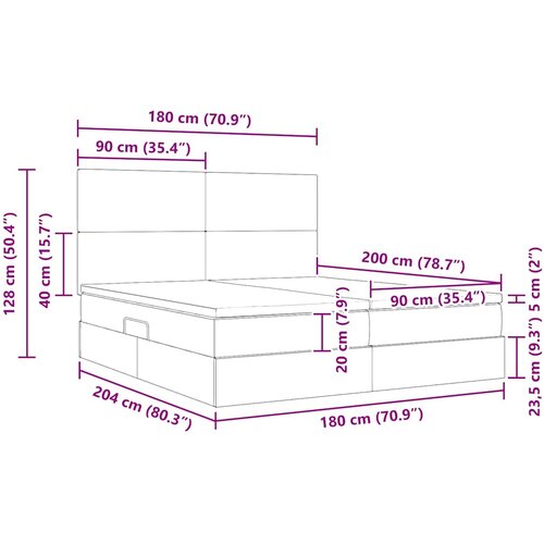  Krevet s od storage s uzglavljem Sivosmeđa 180 x 200 cm Tkanina Slike