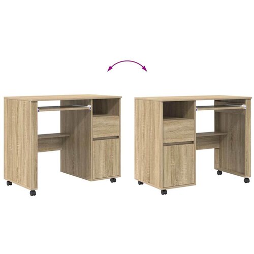  Stol s kotačićima s ladicama Sonoma hrast 91 x 50 x 77 cm Slike