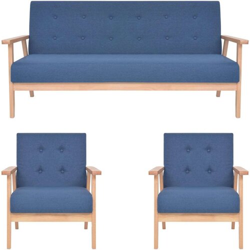  3-dijelni set sofa od tkanine plavi Cene