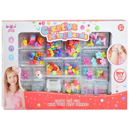 Magic Toys creative stringbeads: set biserov za izdelavo nakita 200+ barvnih biserov in medaljon s samorogom outlet Cene