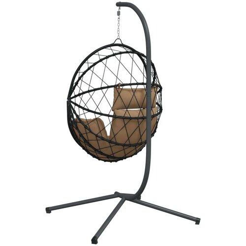 VidaXL Viseća stolica jaje s postoljem smeđesiva od ratana i čelika Slike