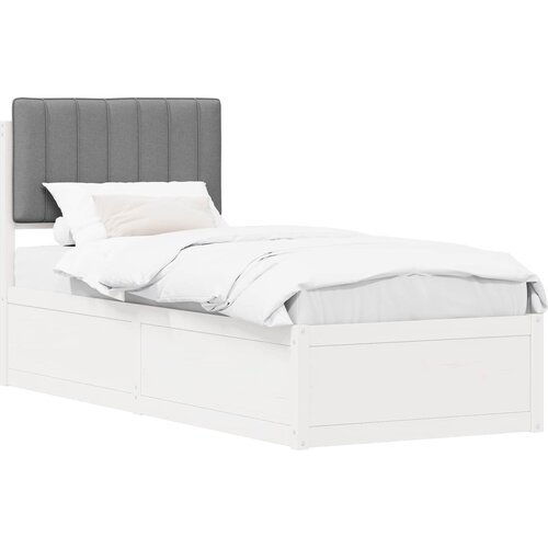  Krevetni okvir s tapiciranim uzglavljem Svijetlo siva Svjetlosiva 195.5 x 80.5 x 93 cm Slike