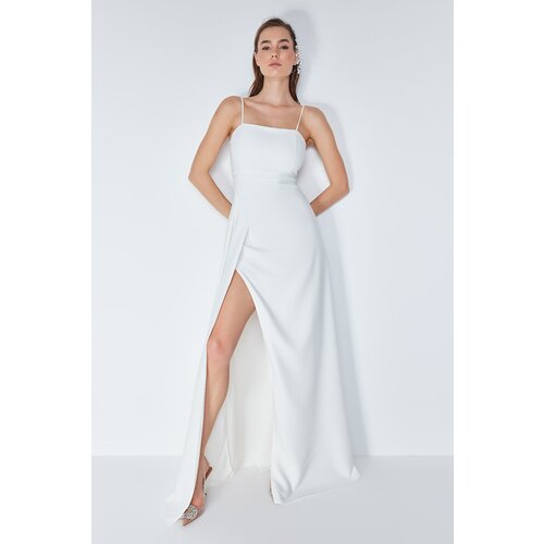 Trendyol white straight regular woven evening dress & homecoming dress Cene