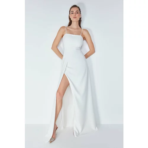 Trendyol White Straight Regular Woven Evening Dress & Homecoming Dress