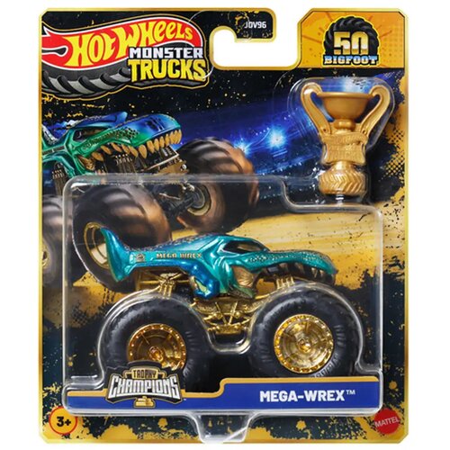Mattel Hot Wheels Monster Trucks: Mega-Wrex zmagovalni avtomobilček s pokalom 1/64 - Slike
