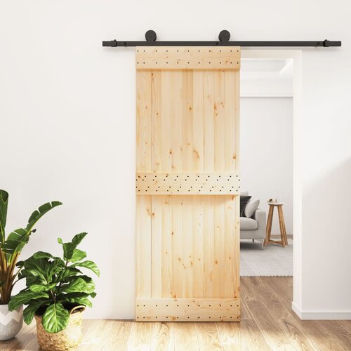 VidaXL Klizna vrata s priborom za montažu 80 x 210 cm masivna borovina Slike