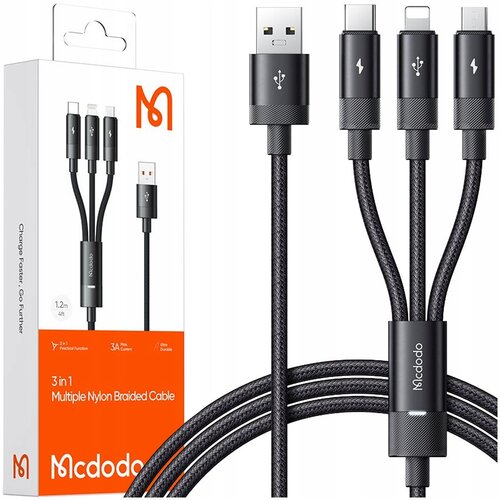 McDodo 3V1 USB KABEL HITRO POLNJENJE USB-C STRELA MIKRO USB QC 1M VODIL, (21747953) Cene