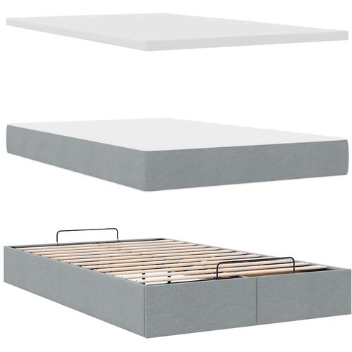 VidaXL otomanski krevet s madracem svjetlosivi 120x190 cm tkanine Slike
