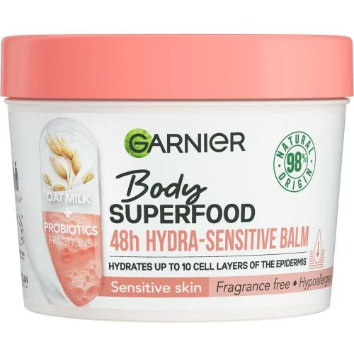 Garnier Body Superfood 48h Hydra-Sensitive Balm Oat Milk + Prebiotics balzam za tijelo 380 ml za ženske