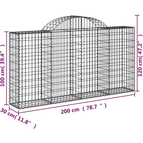  Lučne gabionske ko&amp;scaron;are 7 kom 200x30x100/120cm pocinčano željezo Slike