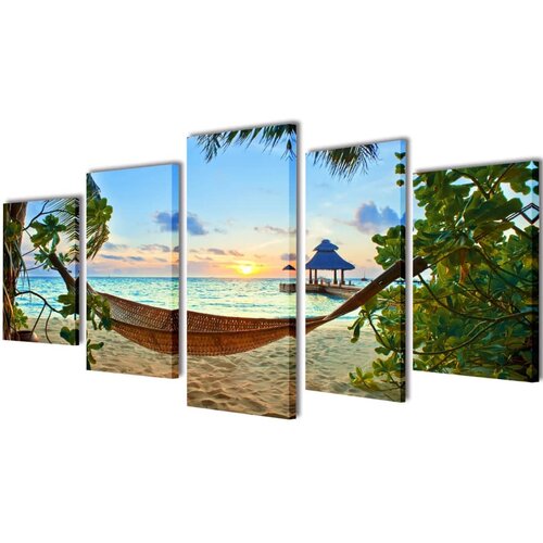 vidaXL Set platen s printom peščene plaže in mreže 200 x 100 cm, (20767822) Cene
