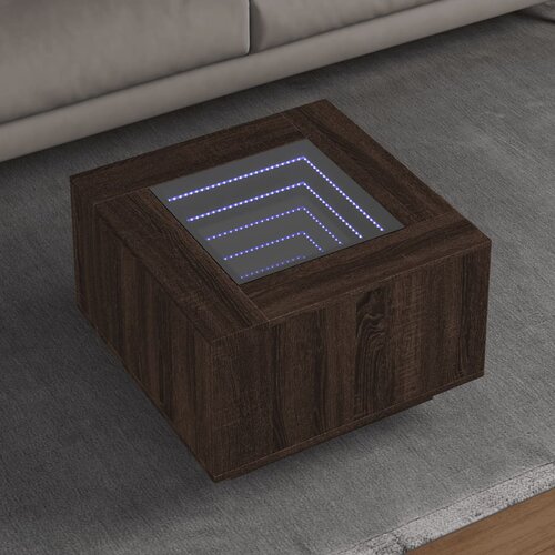 Furnova Klubska mizica LED rjavi hrast 60x60x40 cm inženirski les, (21915144) Cene