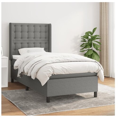  Box spring postelja z vzmetnico temno siva 90x200 cm blago Cene