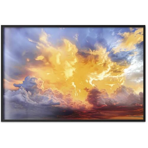 Plakat Beautiful Sunset - clouds in warm shades 90x60 Crni okvir Slike