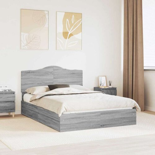 vidaXL Konstrukcija postelje Siva Sonoma 140 x 200 cm Konstruiran les Cene