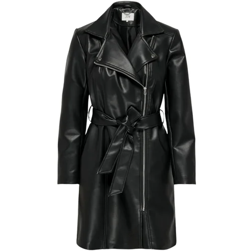 Jacqueline_de_yong Parke Jdyetta Long Faux Leather Biker 15328148 Črna