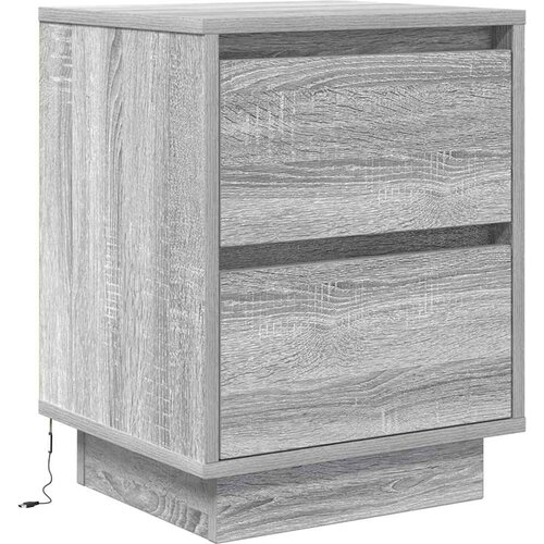  Noćni ormarić s LED svjetlima siva boja hrasta 38x34x50 cm Slike