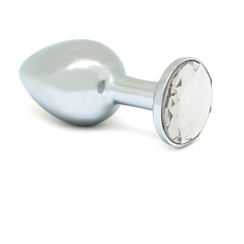 Rimba XS - prozirni kamen, metalni analni dildo (srebrni) Slike