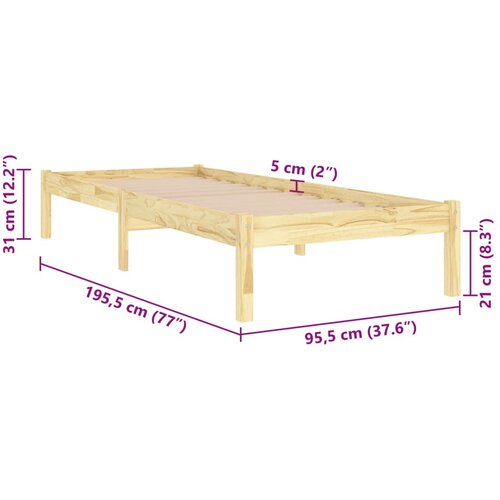  Okvir za krevet od masivnog drva 90 x 190 cm jednokrevetni Slike