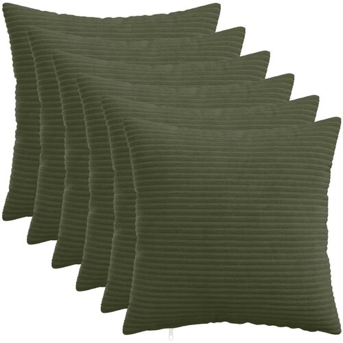  Presvlaka za jastuk 6 pcs HEERLEN Zelena 45 x 45 cm Kord - Zelena 45 x 45 cm 6 Cene