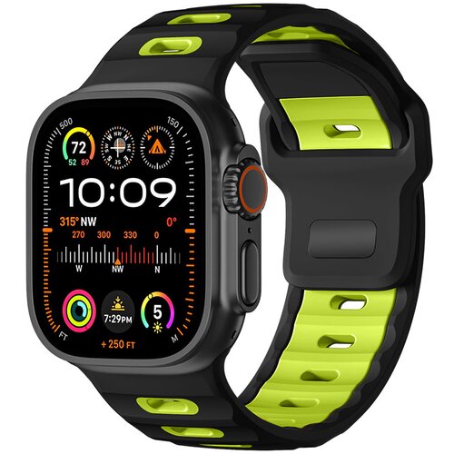 INF Eleganten silikonski pa&scaron;ček za Apple Watch 42/44/45/46/49mm Black+Green, (5000078895) Cene