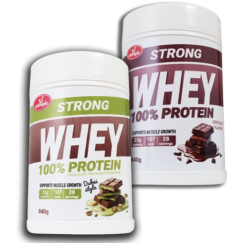 Olympic Whey Protein Strong, Dubai čokolada i Čokolada, 840 g, 2 komada Slike