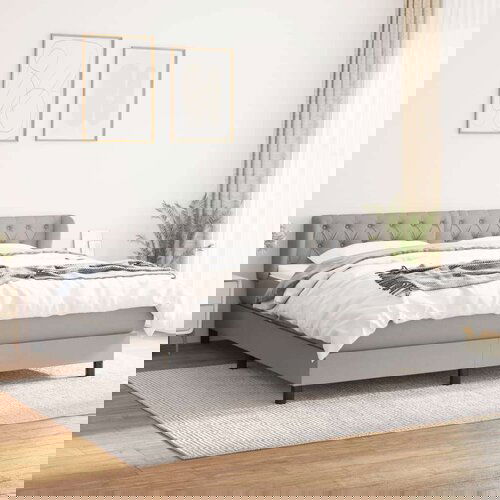  Box spring postelja z vzmetnico svetlo siva 160x200 cm žamet, (20846643) Slike