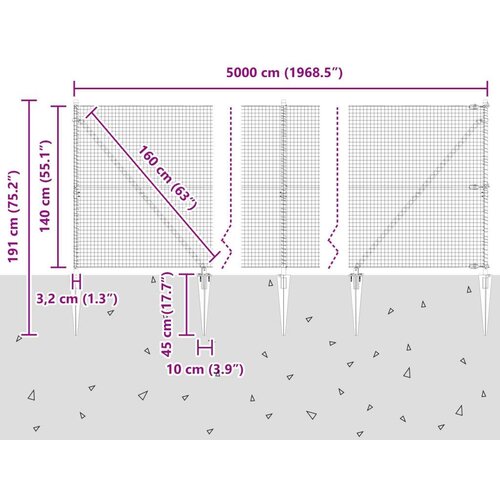 vidaXL Varjena žična ograja s 13 klini 1,4x50 m pocinkano jeklo Cene