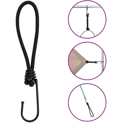 VidaXL Uže za bungee s kukama 50 kom 17 cm Slike