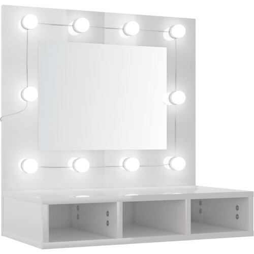 vidaXL omarica z ogledalom in led lučmi visok sijaj bela 60x31,5x62 cm, (20601080) Cene