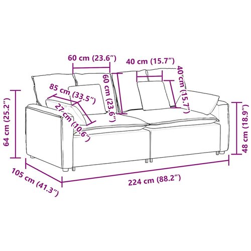  Modularna sofa s jastucima svijetložuta Slike