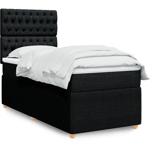 VidaXL Box spring krevet s madracem crni 80 x 200 cm od tkanine Slike