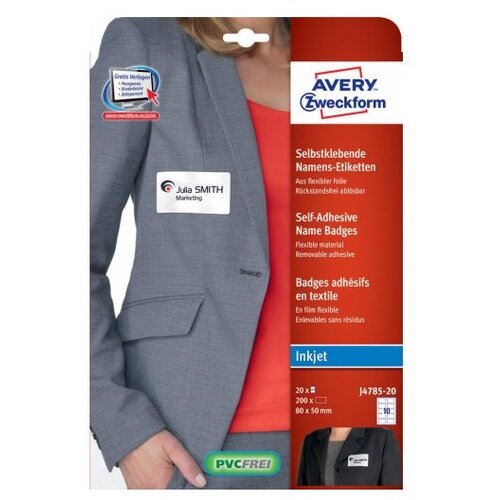 Avery Zweckform Samolepilne priponke za imena, 80 x 50 mm Slike