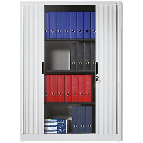 C+P Omara z rolojem, vodoravne žaluzije, VxŠxG 1660 x 1200 x 420 mm, 3 police, 4 prostori za mape, svetlo siva Cene