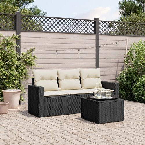  4-dijelni set vrtnih sofa od poliratana s jastucima crni Cijene