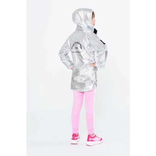 Karl Lagerfeld Otroška dvostranska jakna srebrna barva