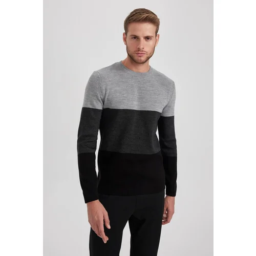 Defacto Standard Fit Striped Crew Neck Sweater