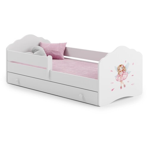 Kobi Furniture Fala - enojna postelja 140x70 bela, komplet predalnik, ograja in vzmetnica, (20626025) Cene