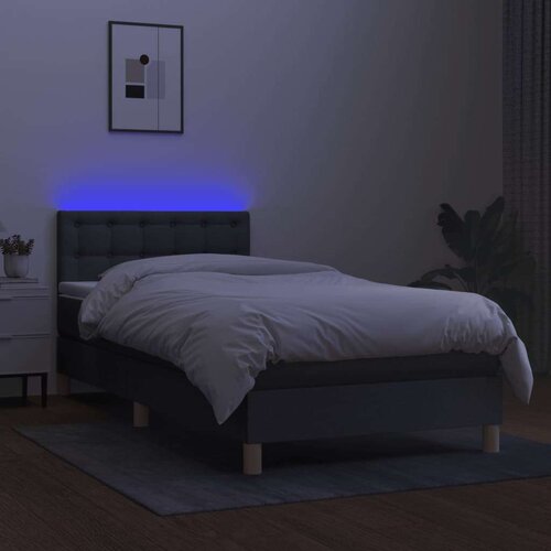  Box spring s madracem LED tamnosivi 90x190 cm tkanina Slike