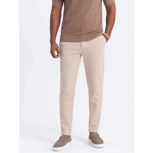 Ombre CARROT men's pants in structured two-tone knit - beige Cene