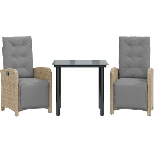 VidaXL 3-dijelni bistro set s jastucima bež od poliratana Slike