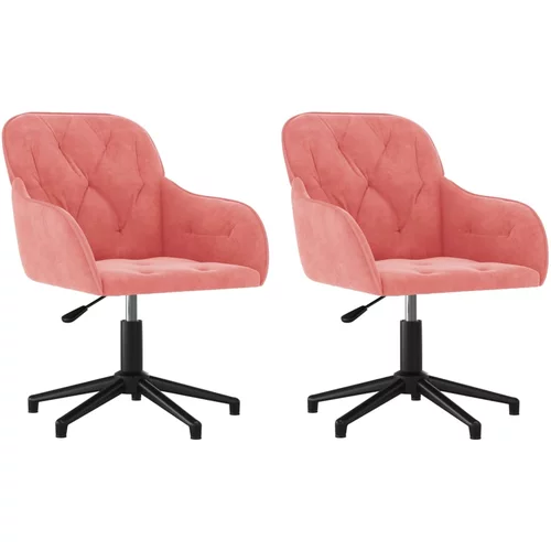 vidaXL Vrtljiv jedilni stol 2 kosa roza žamet, (20701363)