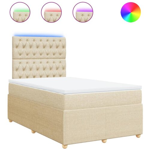 vidaXL Box spring postelja z vzmetnico krem 120x200 cm blago, (21309321) Cene