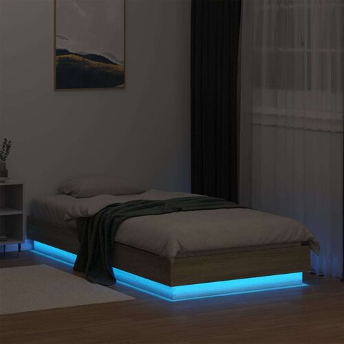  Okvir kreveta s LED svjetlima boja hrasta sonome 75 x 190 cm Slike